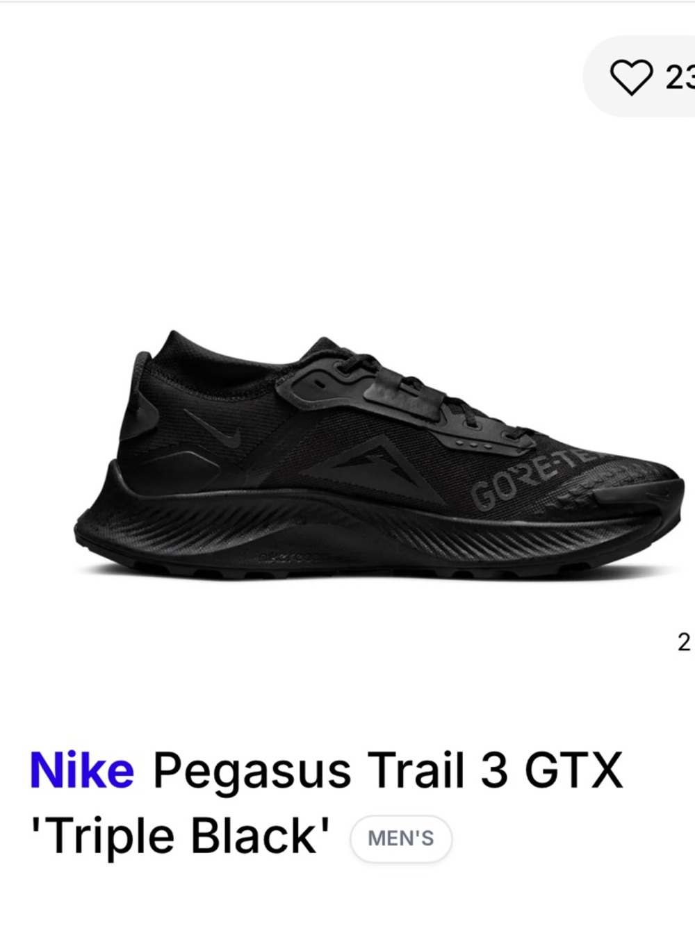 Nike Pegasus Trail 3 Gore-Tex 'Triple Black' DC8793-001 - Picture 9 of 10